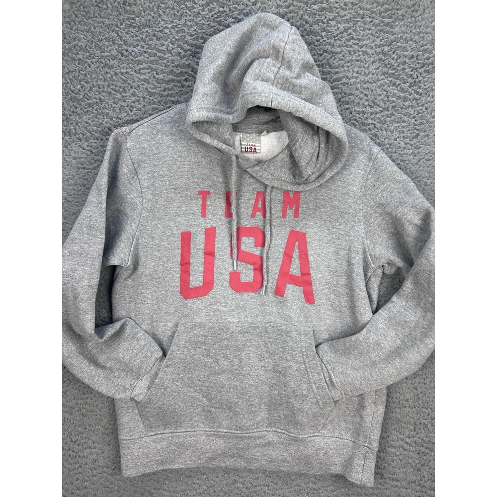 Official Team USA Hoodie Medium Gray/Red Pullover Fleece Olympics National Team